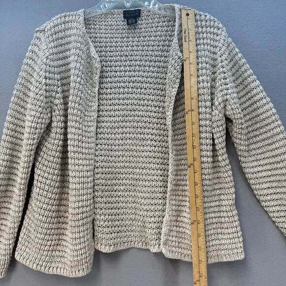 Sigrid Olsen Cardigan Women's L Beige 46% Silk Neutral Business Casual Sweater - Picture 9 of 10